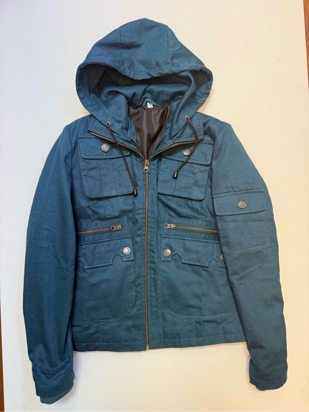Bella Swan Twilight Style Hooded Jacket – Women’s XS – Teal Blue Cotton Utility